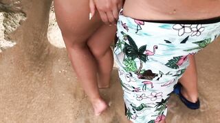 Amateur Fuck on An Island Beach ends with CumTaste