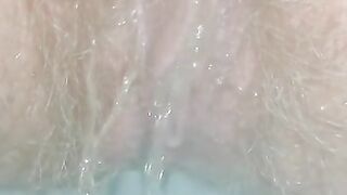 NEW! Hairy Pussy Slow Pissing [ EXTREMELY Close up ] Spread Pee on the Camera