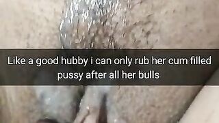 Good hubby can only rub cumfilled pussy his wife after cheat