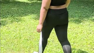 Big Booty Asian in see through Leggings