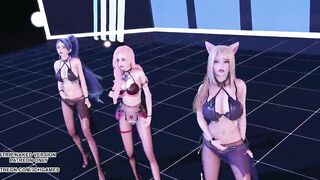 MMD Kara - Step Ahri Kaisa Seraphine Sexy Hot Kpop Dance