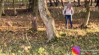 Stepsister Caught me Filming her while she's Pissing in the Woods -girl Peeing in Woods while Hiking