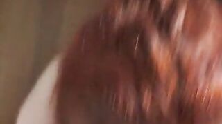 Redhead hooker sucking dick for creampie in her pussy