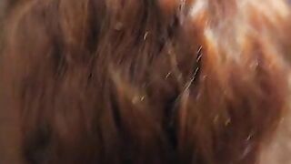 Redhead hooker sucking dick for creampie in her pussy