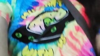 Public Masturbation Car Play! Hairy Hippie Slut Gym Pants Tie Dye Flashes PinkMoonLust on ONLYFANS!