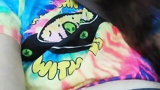 Public Masturbation Car Play! Hairy Hippie Slut Gym Pants Tie Dye Flashes PinkMoonLust on ONLYFANS!