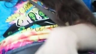 Public Masturbation Car Play! Hairy Hippie Slut Gym Pants Tie Dye Flashes PinkMoonLust on ONLYFANS!