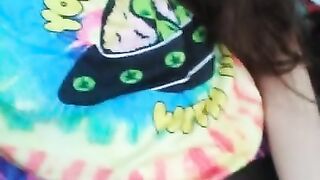 Public Masturbation Car Play! Hairy Hippie Slut Gym Pants Tie Dye Flashes PinkMoonLust on ONLYFANS!