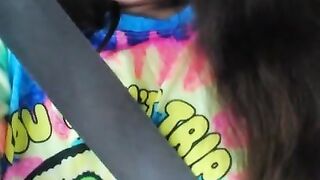 Public Masturbation Car Play! Hairy Hippie Slut Gym Pants Tie Dye Flashes PinkMoonLust on ONLYFANS!