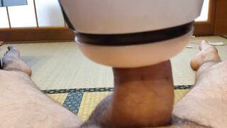 Noisy Japanese blowing toy suck me dry while I watch amazing 3 girls blowjob