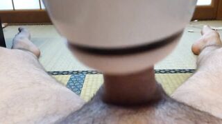 Noisy Japanese blowing toy suck me dry while I watch amazing 3 girls blowjob