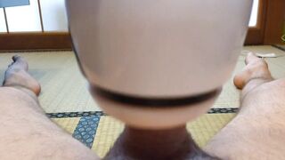 Noisy Japanese blowing toy suck me dry while I watch amazing 3 girls blowjob