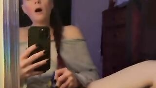 Hot MILF Fucking her Pussy while Watching herself in the Mirror Hot Orgasm two Toys