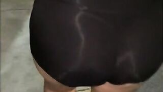 See through Black Bodysuit Shaking Ass in Public