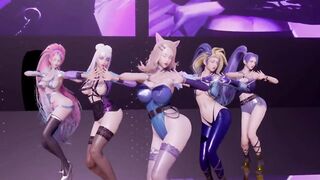 [MMD] K/DA - the Baddest 5 Girls Strip Ver. Ahri Akali Evelynn Kaisa Seraphine 3D Erotic Dance