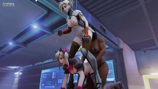 D.Va x Mercy x Pharah - Overwatch Threesome