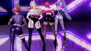 R18 MMD Stellar - Marionette Strip Dance Ahri Akali Evelynn Kaisa 3D Erotic Dance