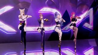 R18 MMD Stellar - Marionette Strip Dance Ahri Akali Evelynn Kaisa 3D Erotic Dance