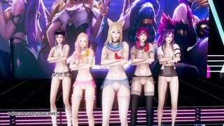 MMD hello Venus -wiggle Wiggle Naked Dance Ahri Akali Kaisa Evelynn Seraphine