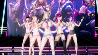 MMD hello Venus -wiggle Wiggle Naked Dance Ahri Akali Kaisa Evelynn Seraphine