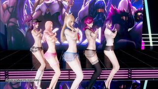 MMD hello Venus -wiggle Wiggle Naked Dance Ahri Akali Kaisa Evelynn Seraphine