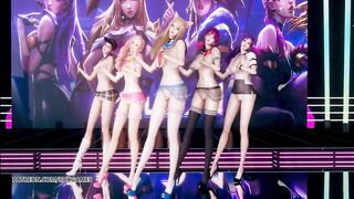 MMD hello Venus -wiggle Wiggle Naked Dance Ahri Akali Kaisa Evelynn Seraphine