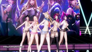 MMD hello Venus -wiggle Wiggle Naked Dance Ahri Akali Kaisa Evelynn Seraphine