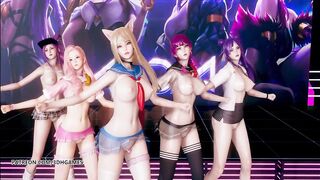 MMD hello Venus -wiggle Wiggle Naked Dance Ahri Akali Kaisa Evelynn Seraphine