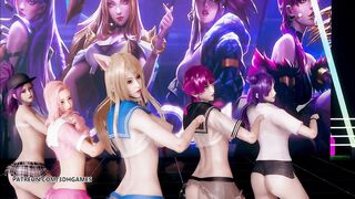 MMD hello Venus -wiggle Wiggle Naked Dance Ahri Akali Kaisa Evelynn Seraphine