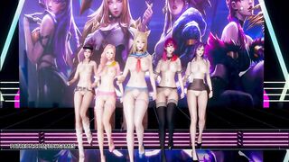 MMD hello Venus -wiggle Wiggle Naked Dance Ahri Akali Kaisa Evelynn Seraphine