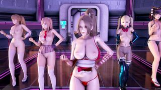 [MMD] PinkCat Naked Dance Nyotengu Ayane Kasumi Marie Rose Honoka Mai Shiranui DOA Erotic Dance