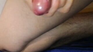 Hard Uncircumcised Micropenis Lotioned up and Beeing Jerked with Thick Strands of Cum