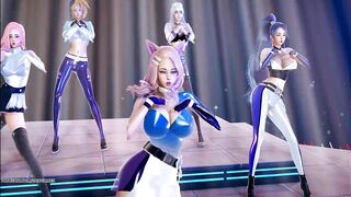 MMD EVERGLOW - ADIOS KDA Ahri Akali Kaisa Seraphine Evelynn Sexy Striptease