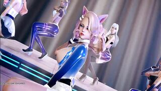 MMD EVERGLOW - ADIOS KDA Ahri Akali Kaisa Seraphine Evelynn Sexy Striptease