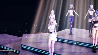 MMD EVERGLOW - ADIOS KDA Ahri Akali Kaisa Seraphine Evelynn Sexy Striptease