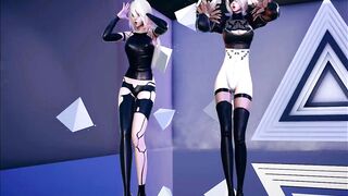 [MMD] Dreamcatcher - Odd Eye Striptease NierAutomata 2B 2A Strip Dance