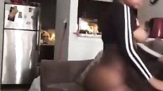 Ebony Teen Riding Dick on Couch