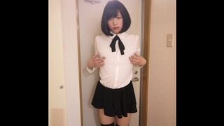 Japanese Crossdresser Masterbation at Entrance