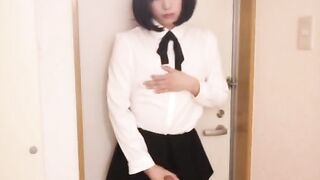 Japanese Crossdresser Masterbation at Entrance