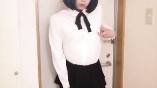 Japanese Crossdresser Masterbation at Entrance