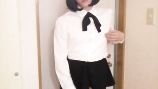 Japanese Crossdresser Masterbation at Entrance