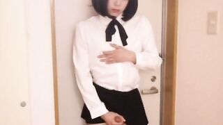 Japanese Crossdresser Masterbation at Entrance