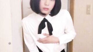 Japanese Crossdresser Masterbation at Entrance