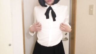 Japanese Crossdresser Masterbation at Entrance