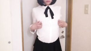 Japanese Crossdresser Masterbation at Entrance