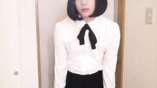 Japanese Crossdresser Masterbation at Entrance