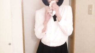 Japanese Crossdresser Masterbation at Entrance