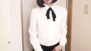 Japanese Crossdresser Masterbation at Entrance