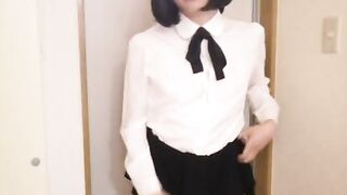 Japanese Crossdresser Masterbation at Entrance