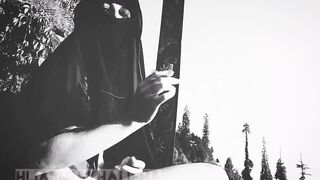 تحديات مراهقة وقحة | Lewd Pakistani Teen in niqab and lingerie Smoking on terrase in mountains